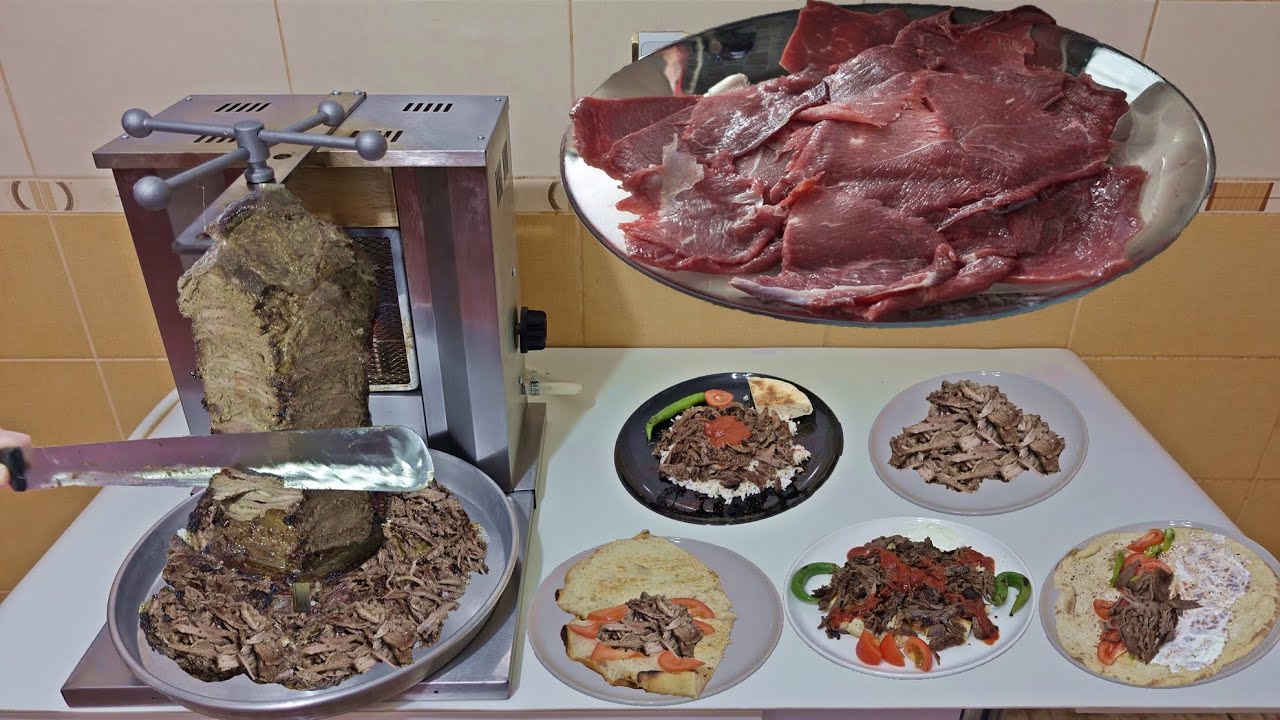 Turkish Meat Doner Kebab Recipe Detailed Meat Marinated and Serving