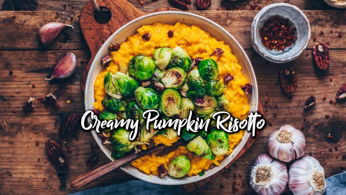Vegan Pumpkin Risotto with Brussel Sprouts (easy, gluten-free) * Recipe