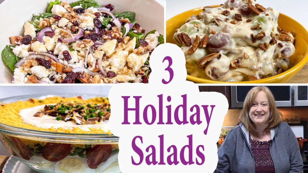 3 HOLIDAY SALADS Perfect for the Holiday Table, 7 LAYER, CRANBERRY WALNUT, DESSERT GRAPES VINTAGE 3 HOLIDAY SALADS Perfect for the Holiday Table, 7 LAYER, CRANBERRY WALNUT, DESSERT GRAPES VINTAGE