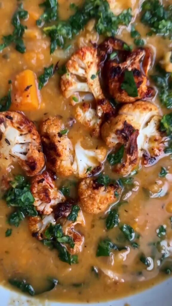 Charred Cauliflower Sweet Potato Soup
