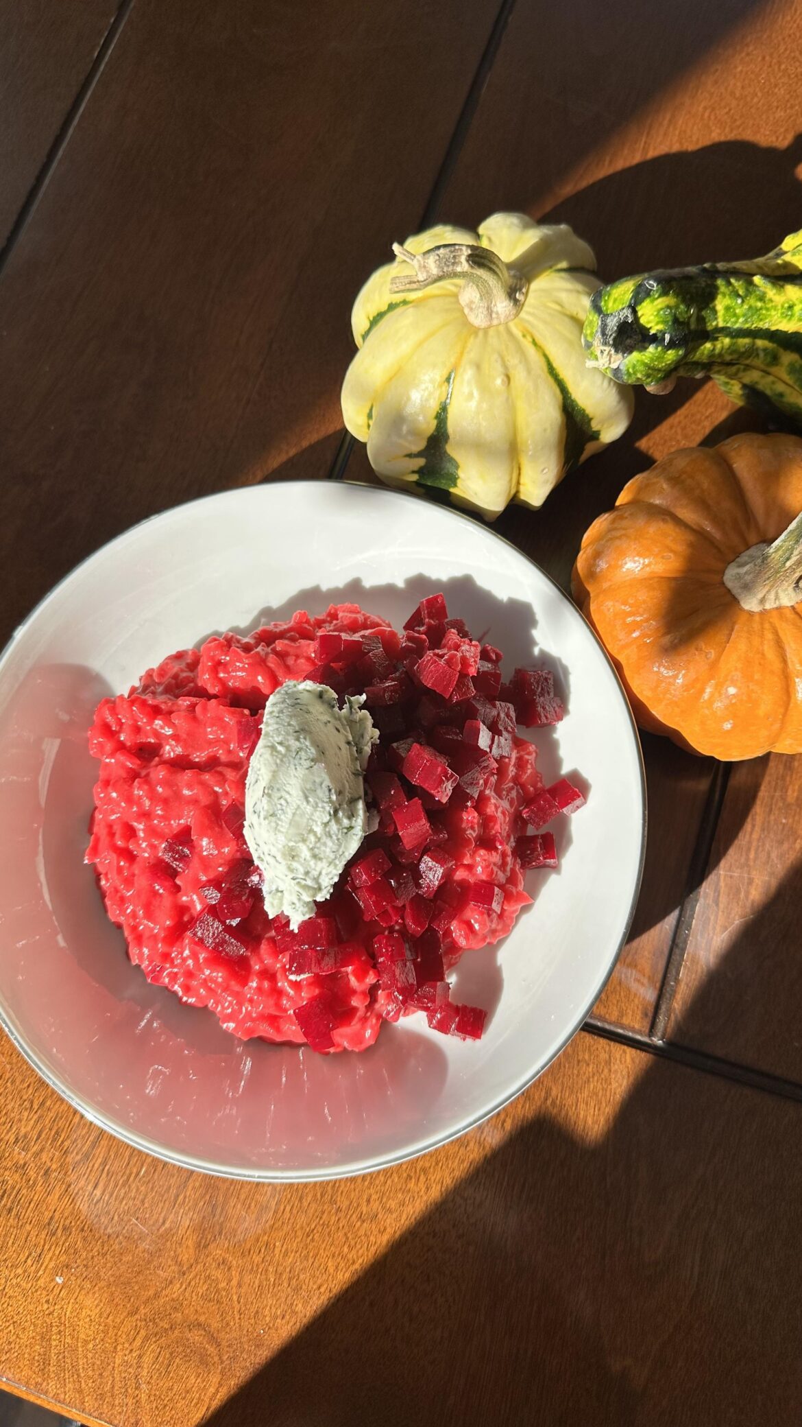 My take on a beet risotto with a dill goat cheese. New to Reddit! 😍