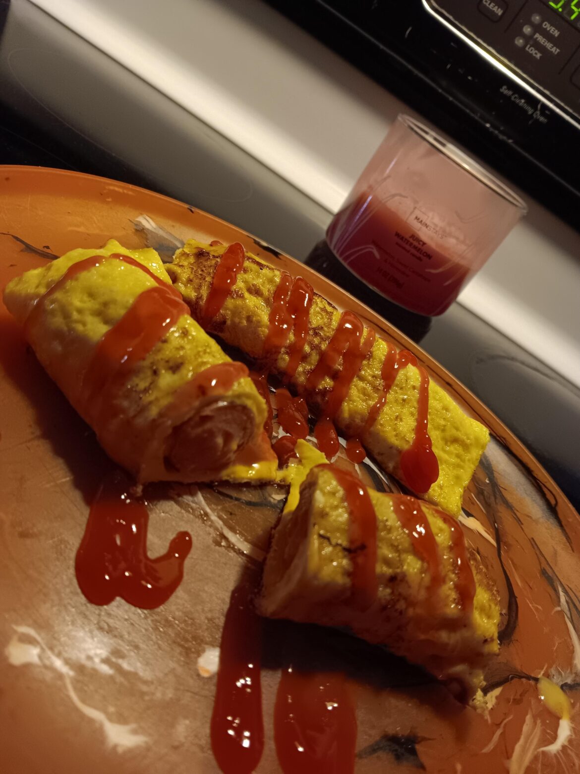 I'm baked but these egg rolled cheese weenies are fried.