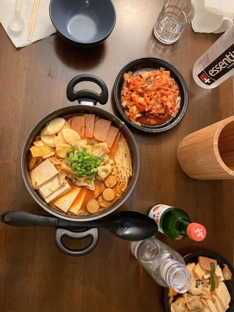 Made Korean Army Stew (부대찌개) in my Airbnb’s kitchen