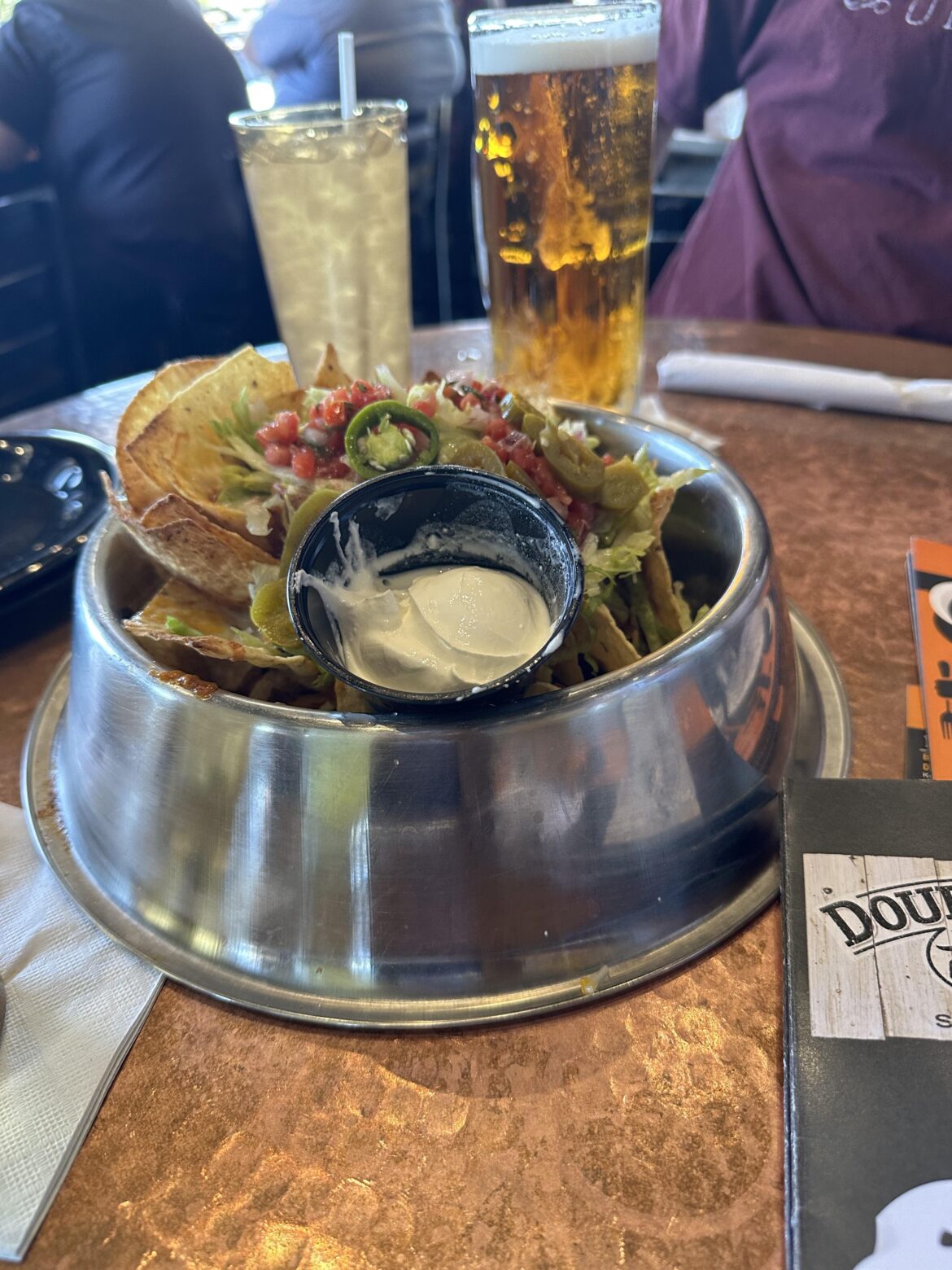 Nachos in a dog bowl
