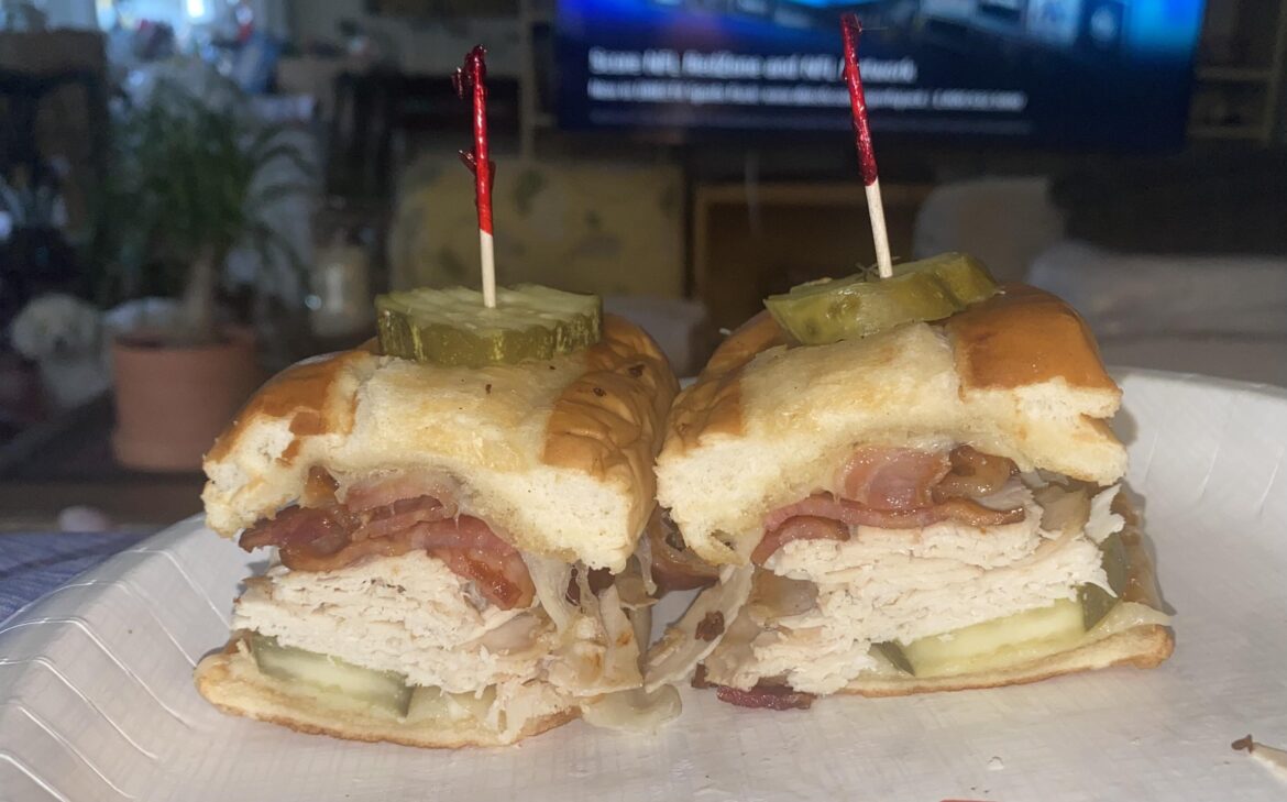 Roast turkey and bacon sandwich