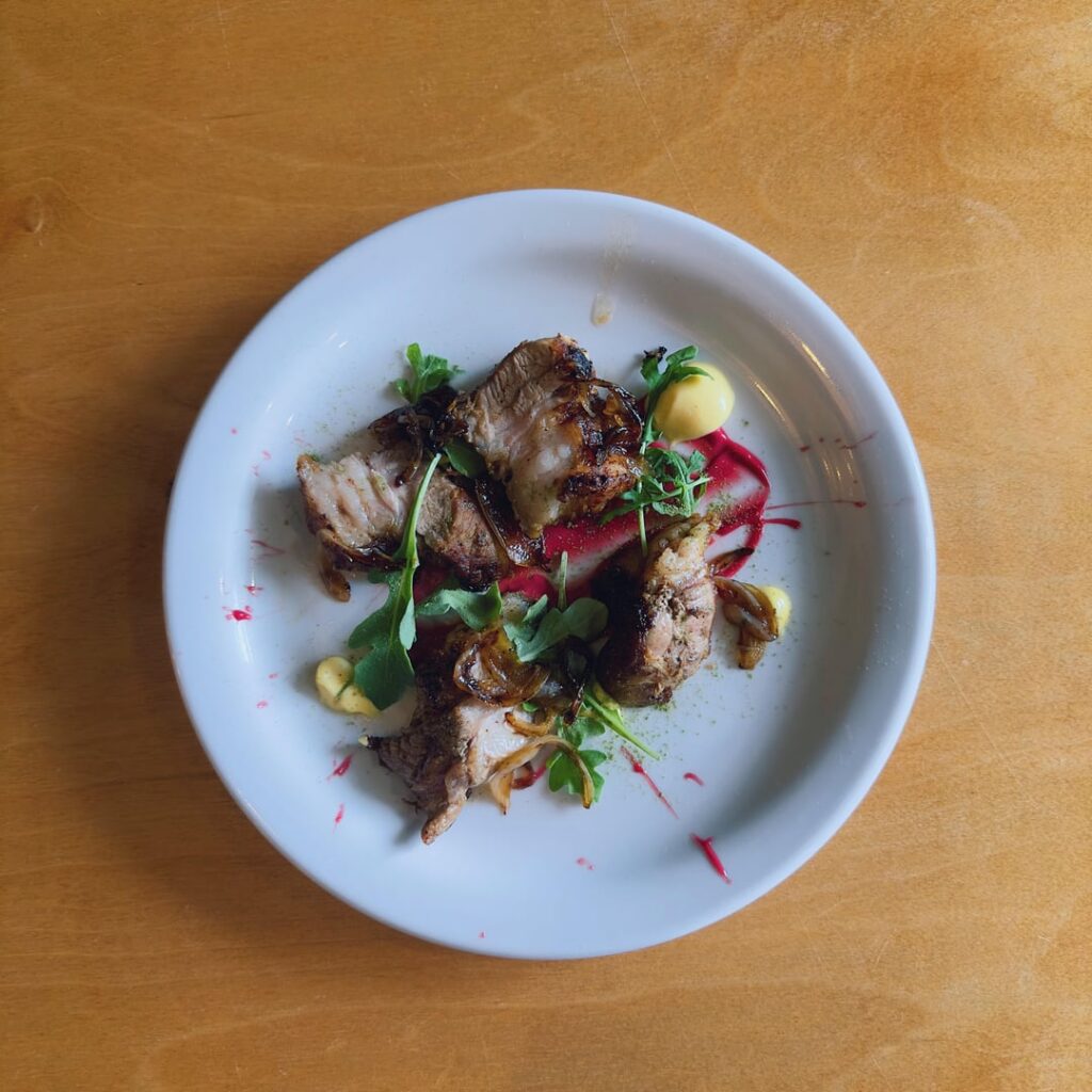 Seared Pork Shoulder with a Beetroot Purée