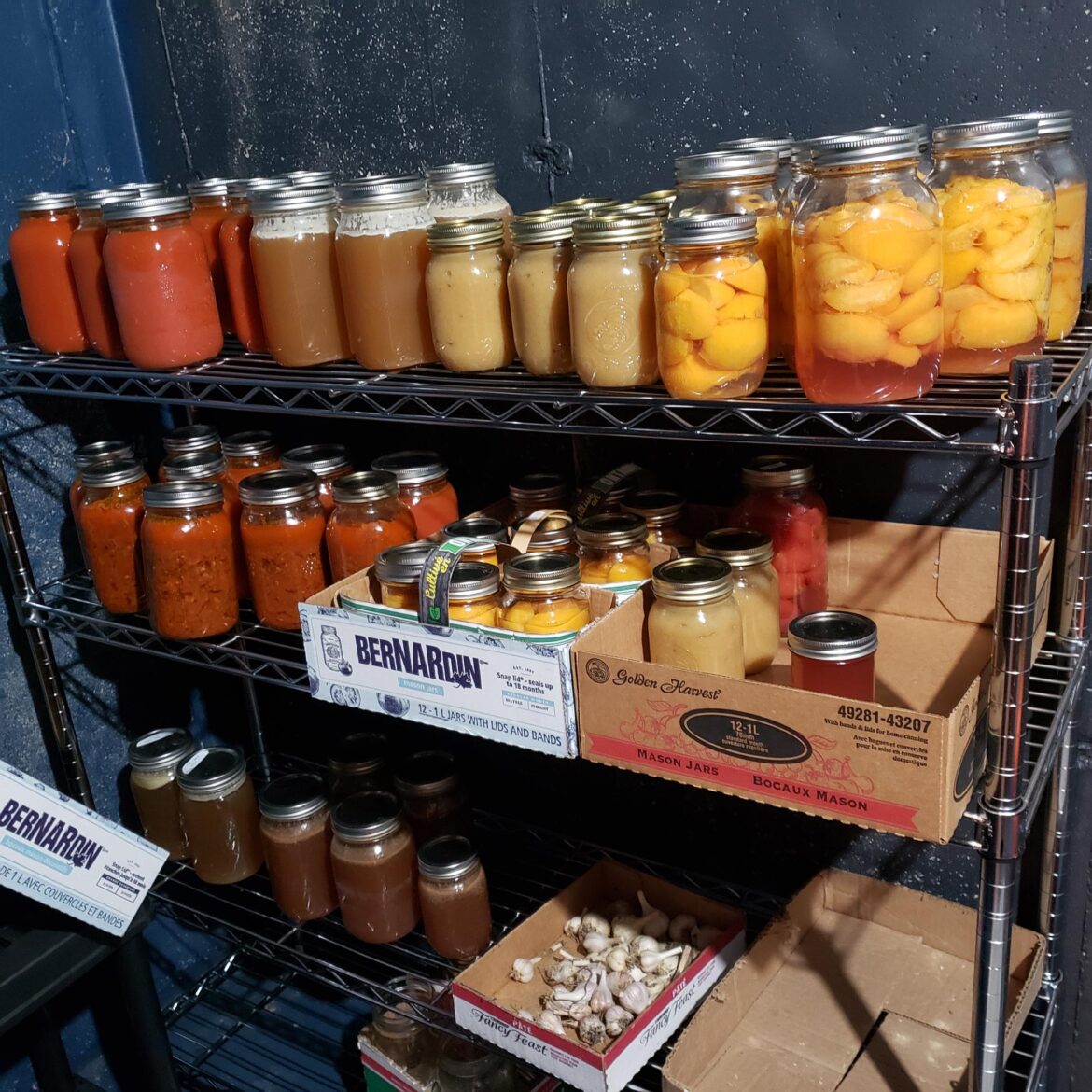 I know this isn't a lot by some people's standards, but I bought a pressure canner for the first time last Christmas and this is the result of my first year using it.