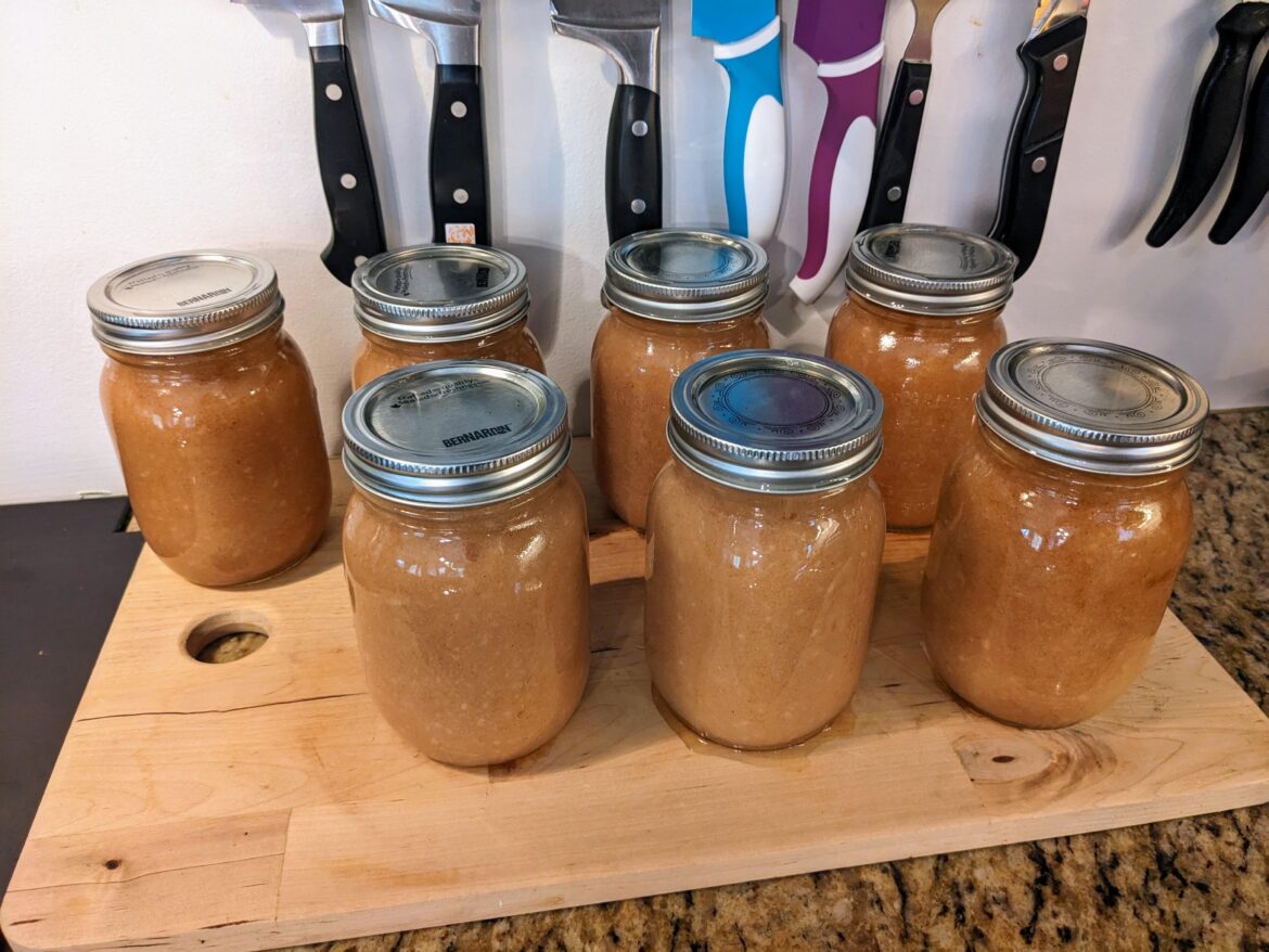 Latest batch of applesauce. This one's spiced. When you have a toddler you go through a lot.