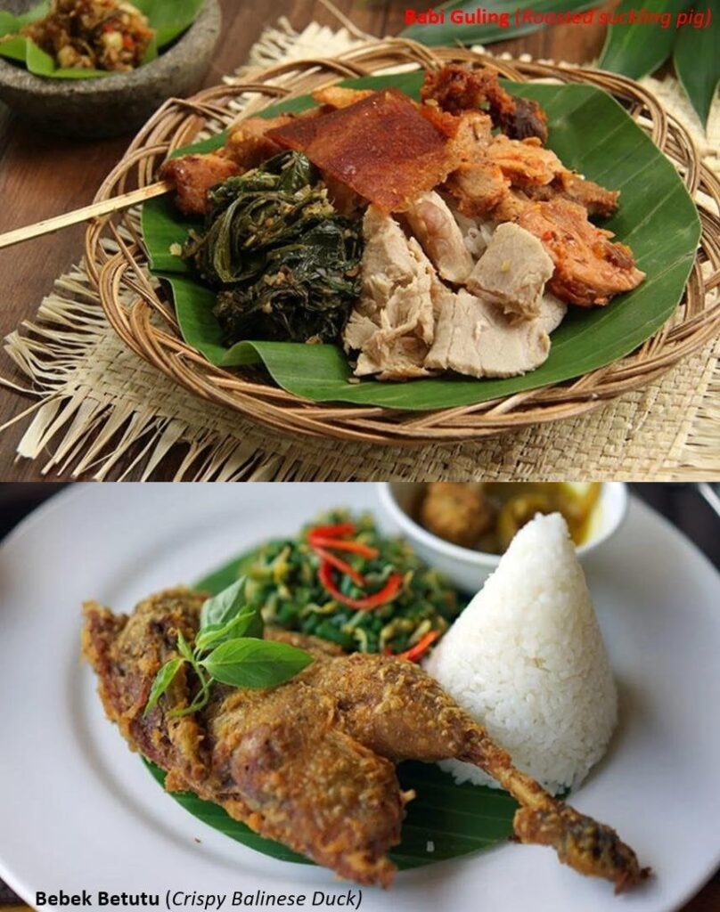 Where can I find Balinese Bebek Betutu (crispy duck) and Babi Guling (roasted suckling pig)?