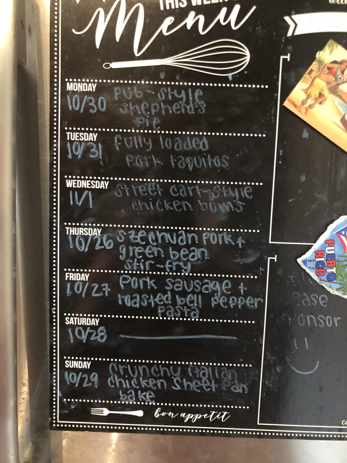 This weeks upcoming meals!!