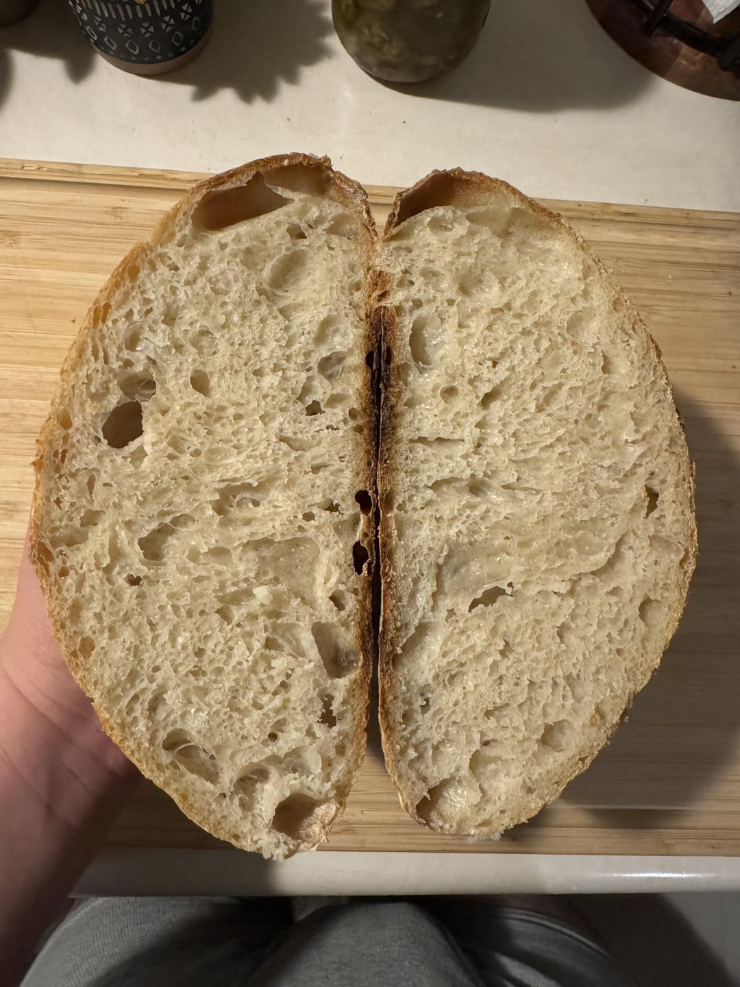 First sourdough. Crumb was a little chewy/gummy. Ideas on how to combat