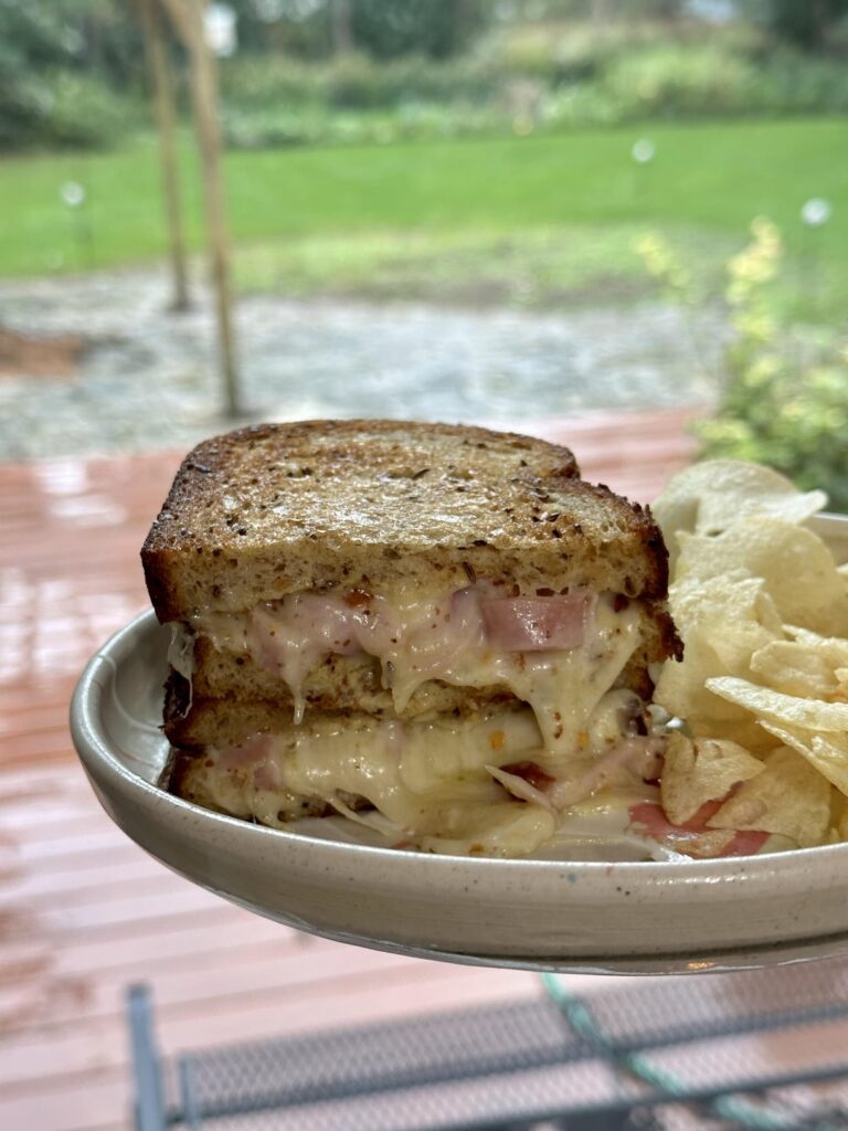 soup and sandwich on a cold and rainy day