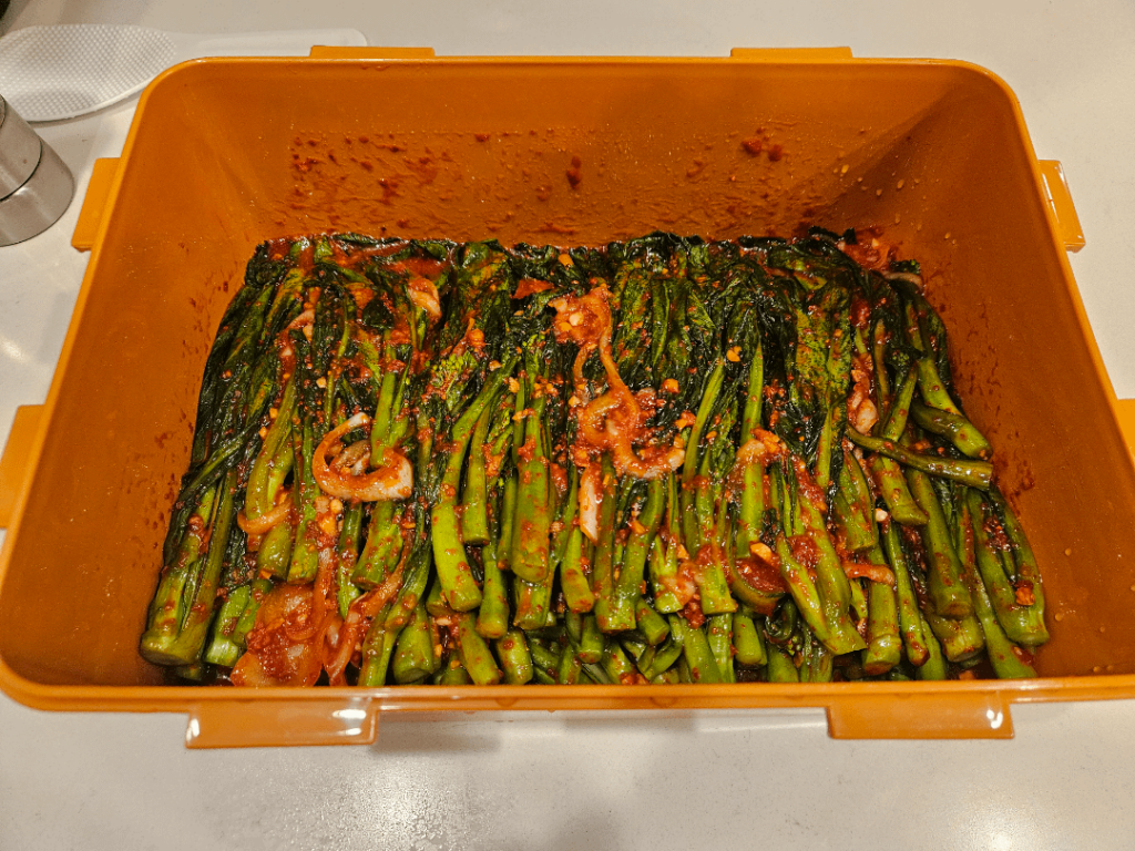 Celebrating finding this sub by sharing my most recent batch of gat-kimchi!