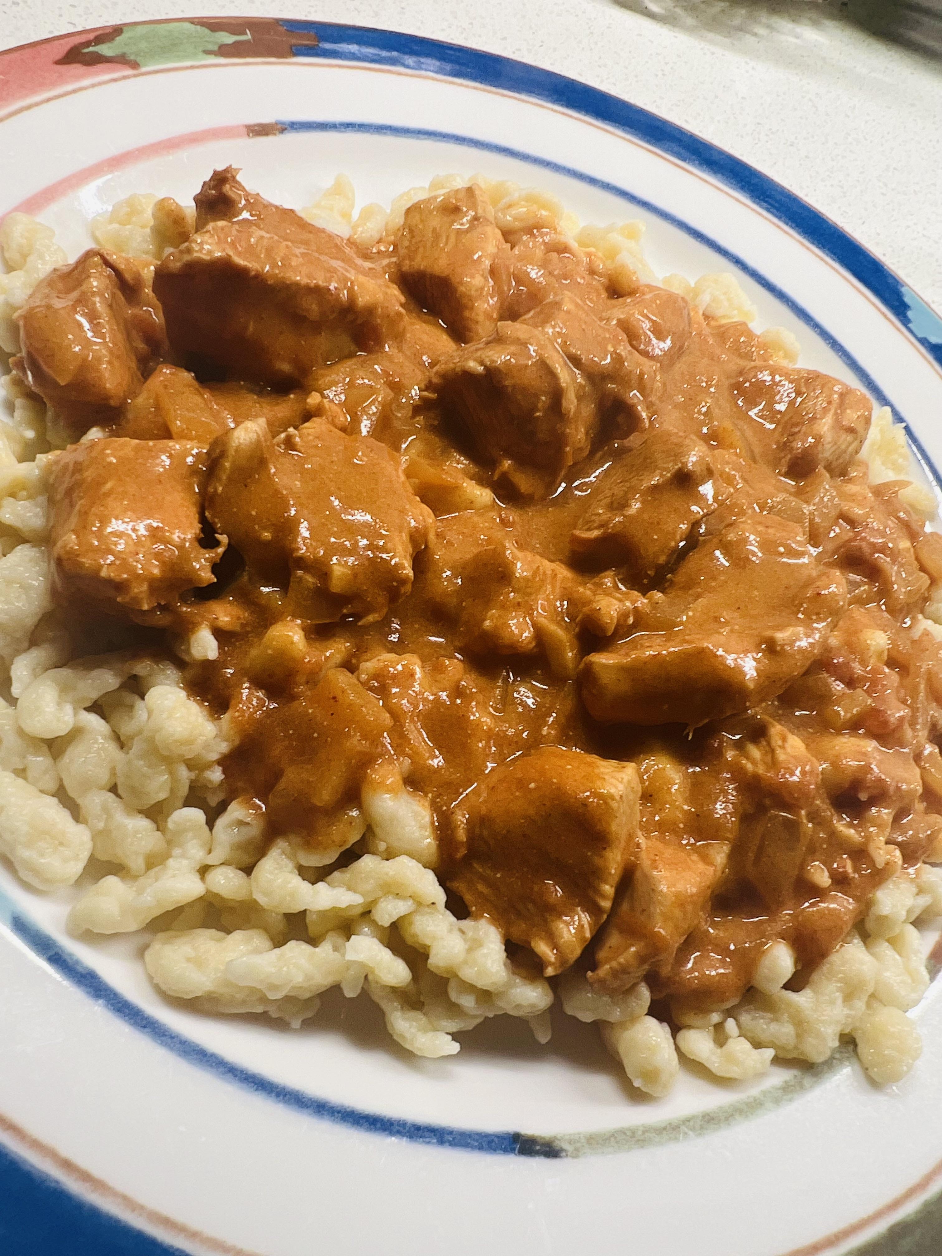 Chicken paprikash over spaetzle! Dining and Cooking