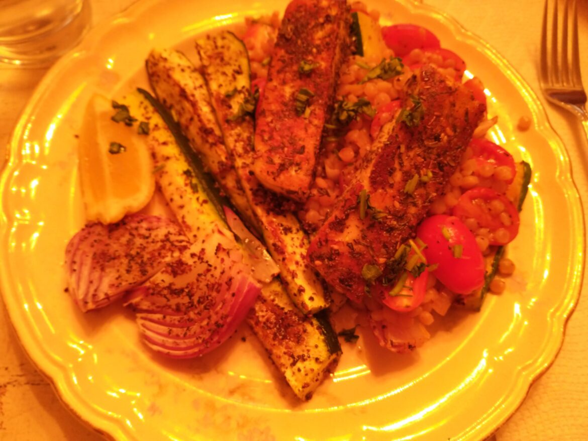 Za'tar-Crusted Grilling Cheese: A little skeptical about cooking cheese, but it worked out pretty well. Very tasty meal, but not a favorite.