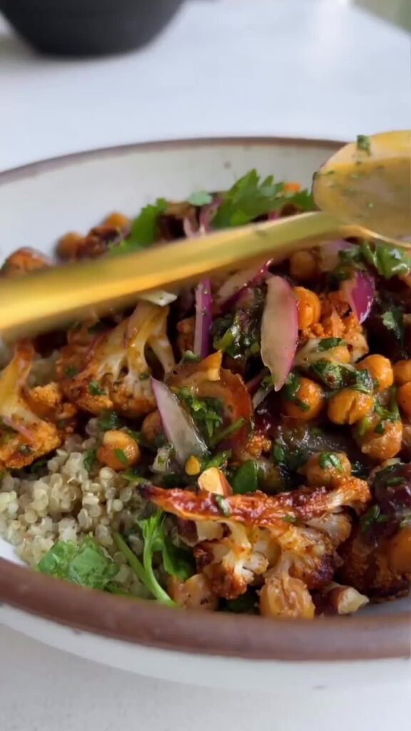 Maple Lime Roasted Cauliflower and Chickpeas