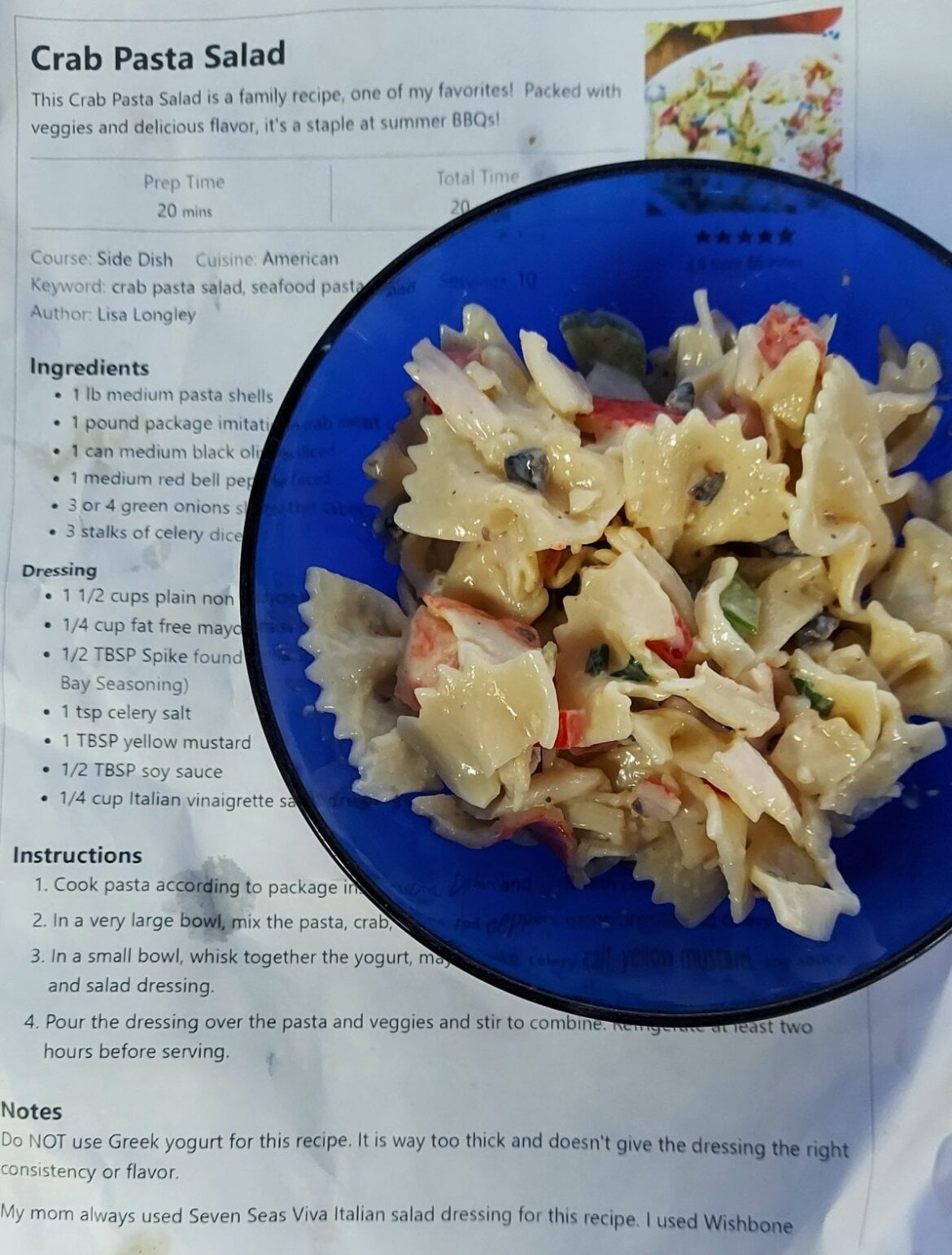Imitation Crab Pasta Salad Imitation Crab Pasta Salad