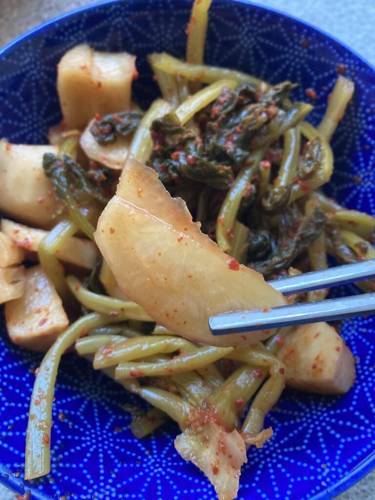Beautifully aged radish kimchi