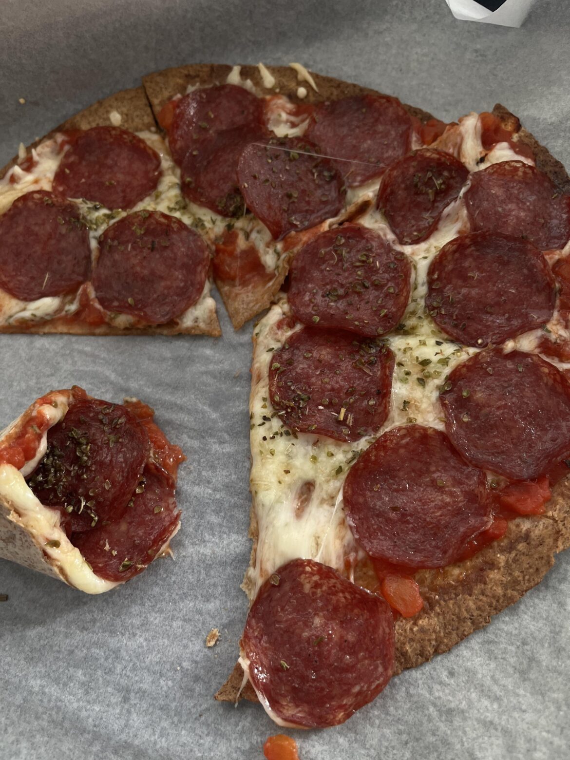 Friend of mine, former after this, used a soft taco shell to make this