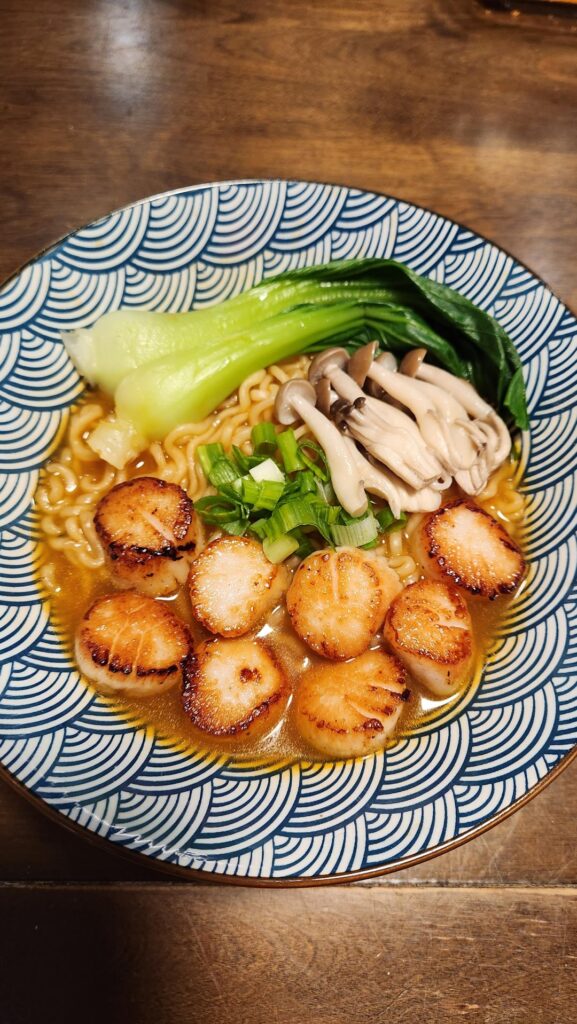 Fresh scallops paired with instant noodles - yay or nay