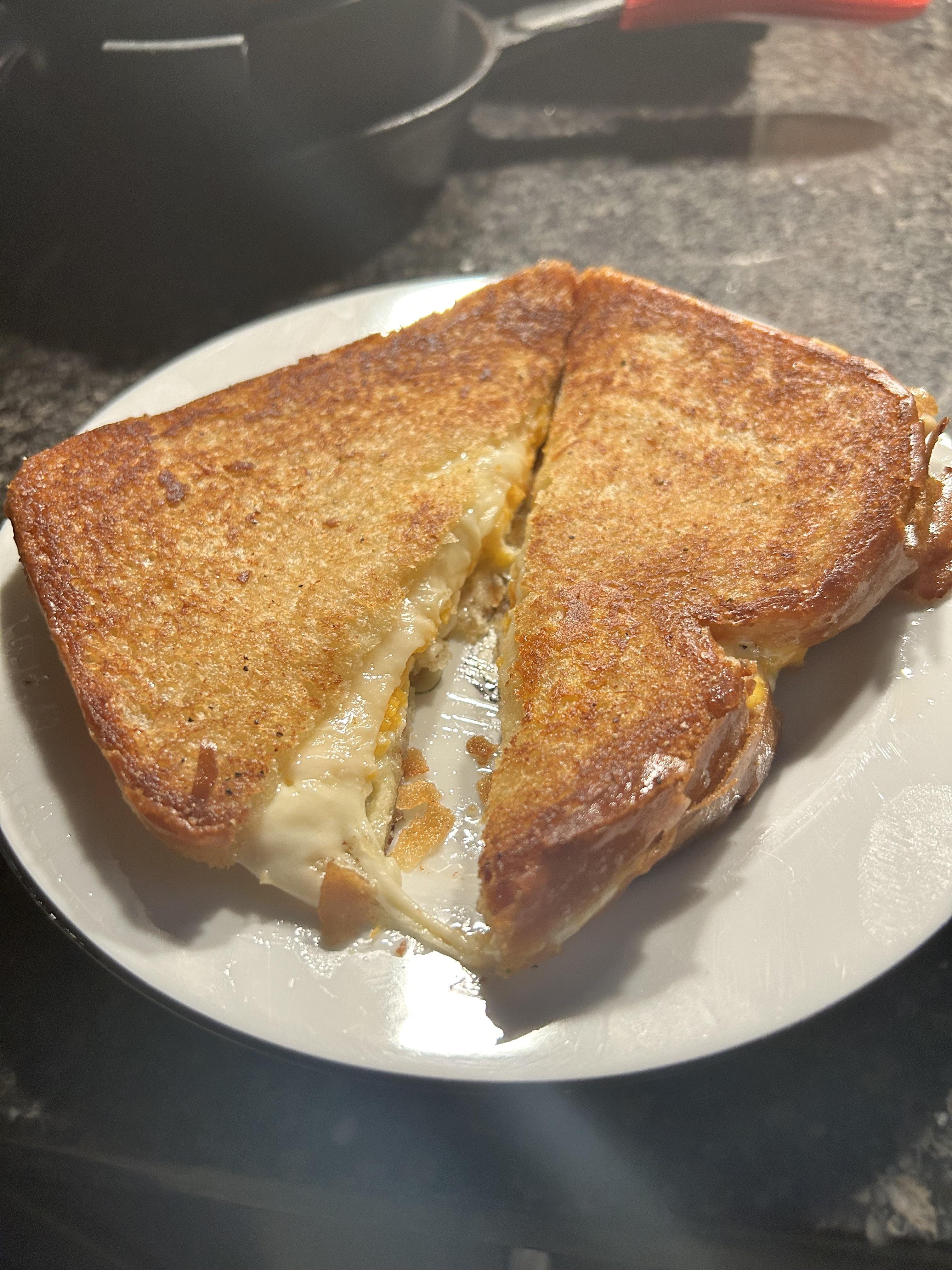 Muenster and sharp cheddar on white with Duke’s. Dining and Cooking