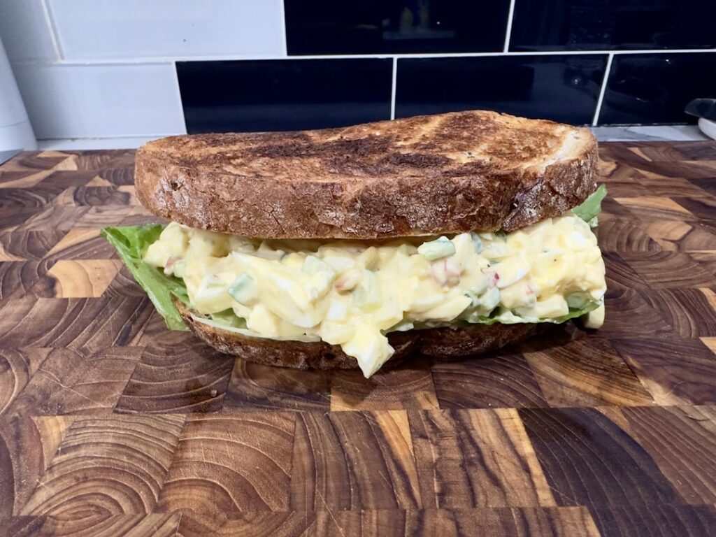 spicy egg salad on (very) toasted rye.