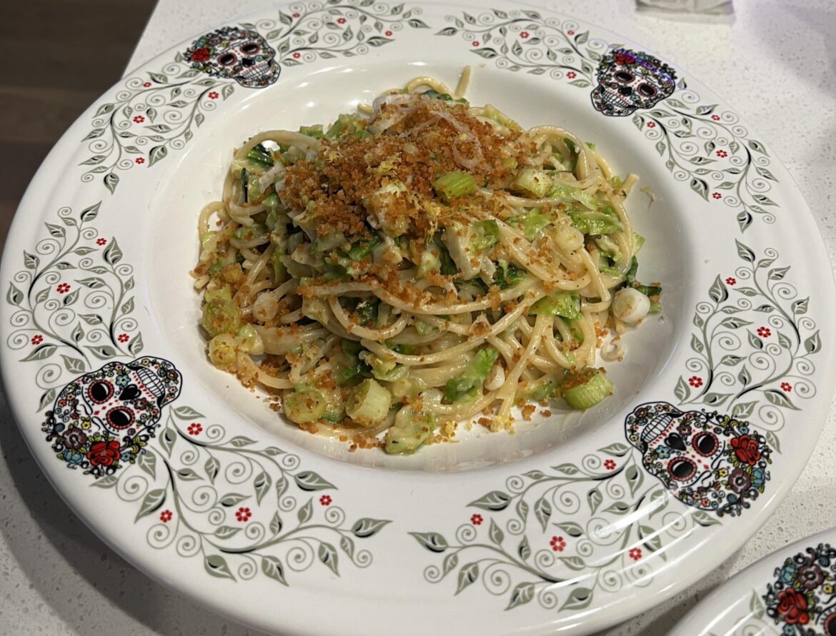 Lemony spaghetti with Brussels sprouts