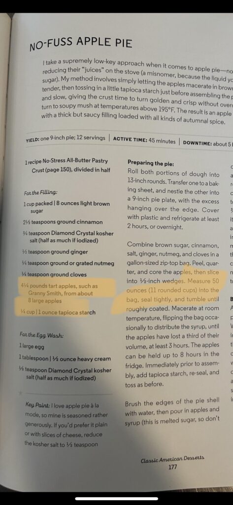 Two different weights in Bravetart’s No Fuss Apple Pie Two different weights in Bravetart’s No Fuss Apple Pie