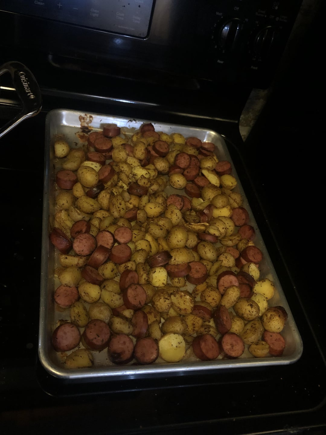 Kielbasa and potatoes (I the veg and touched the heating element