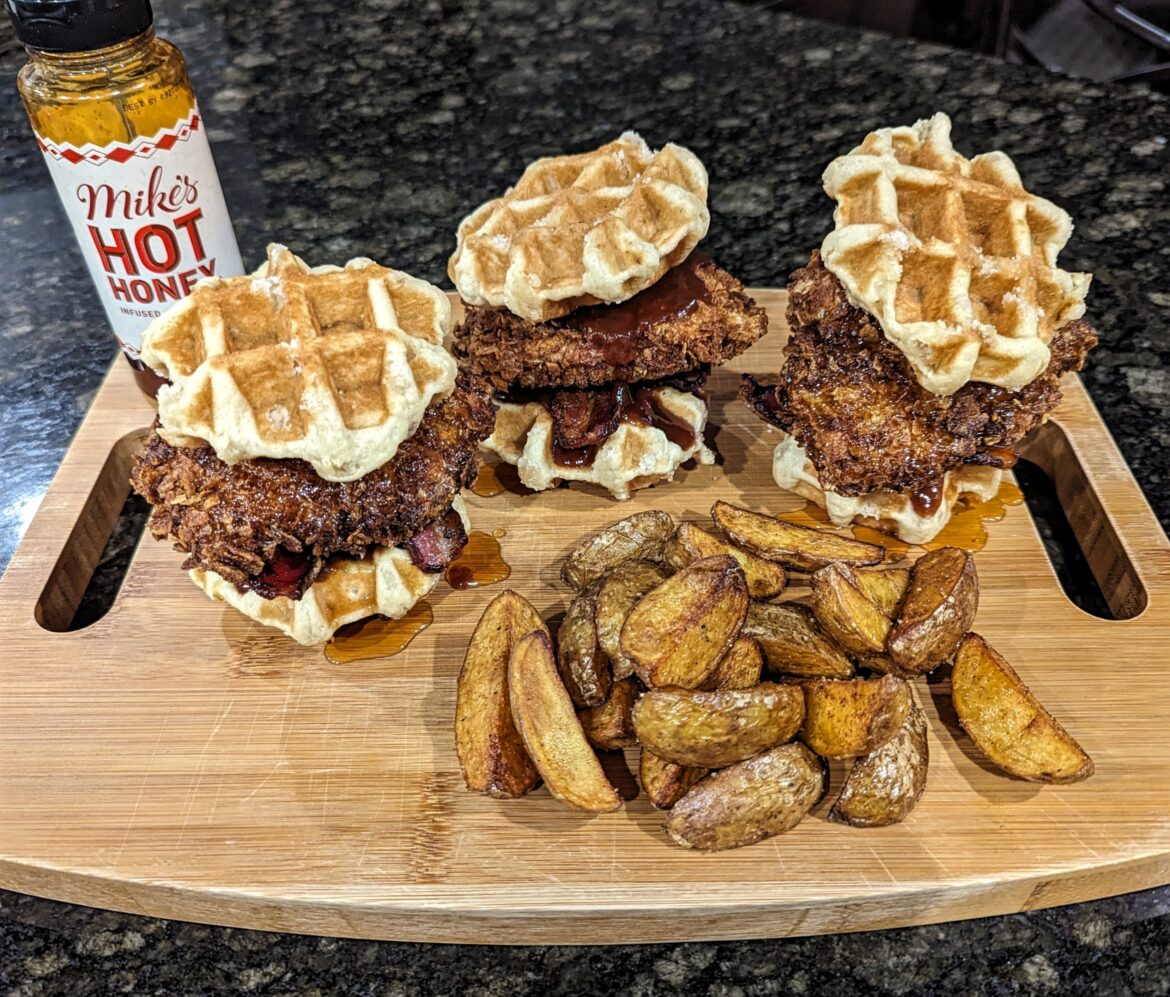 Fried chicken waffle sliders