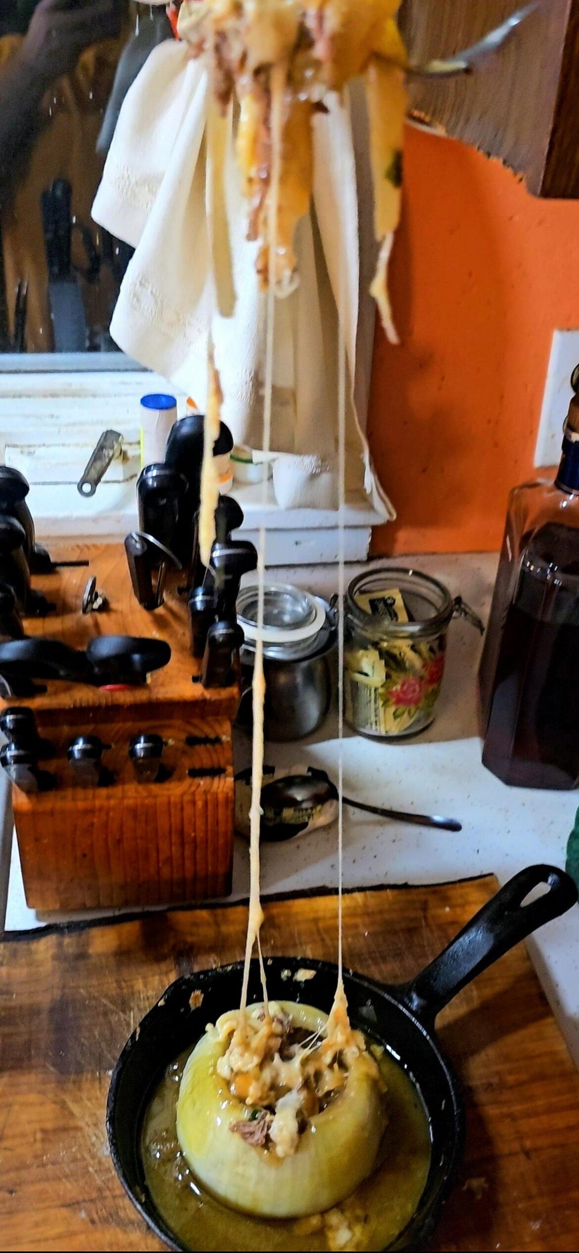 French Onion Beef Stew in an Onion w/ Gruyere