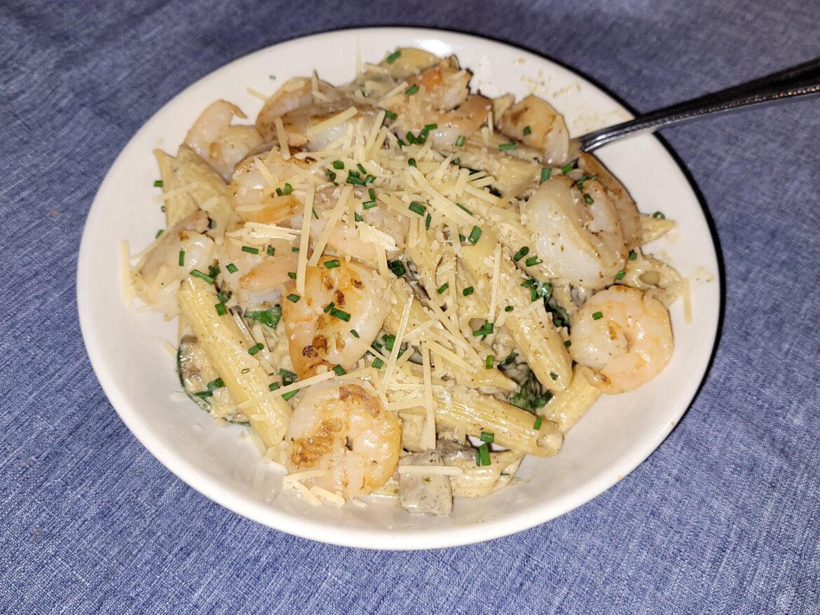 Silky Sicilian Penne with shrimp added, 10/10