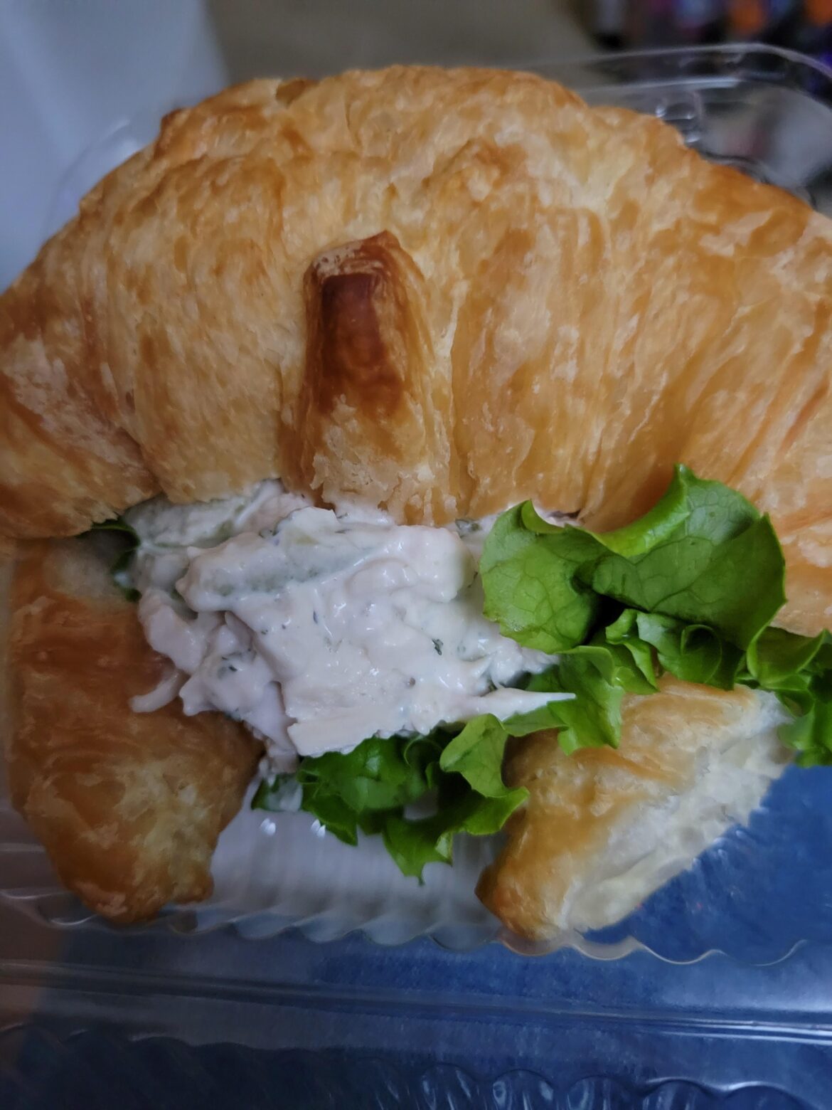 Chicken salad sandwich on a croissant