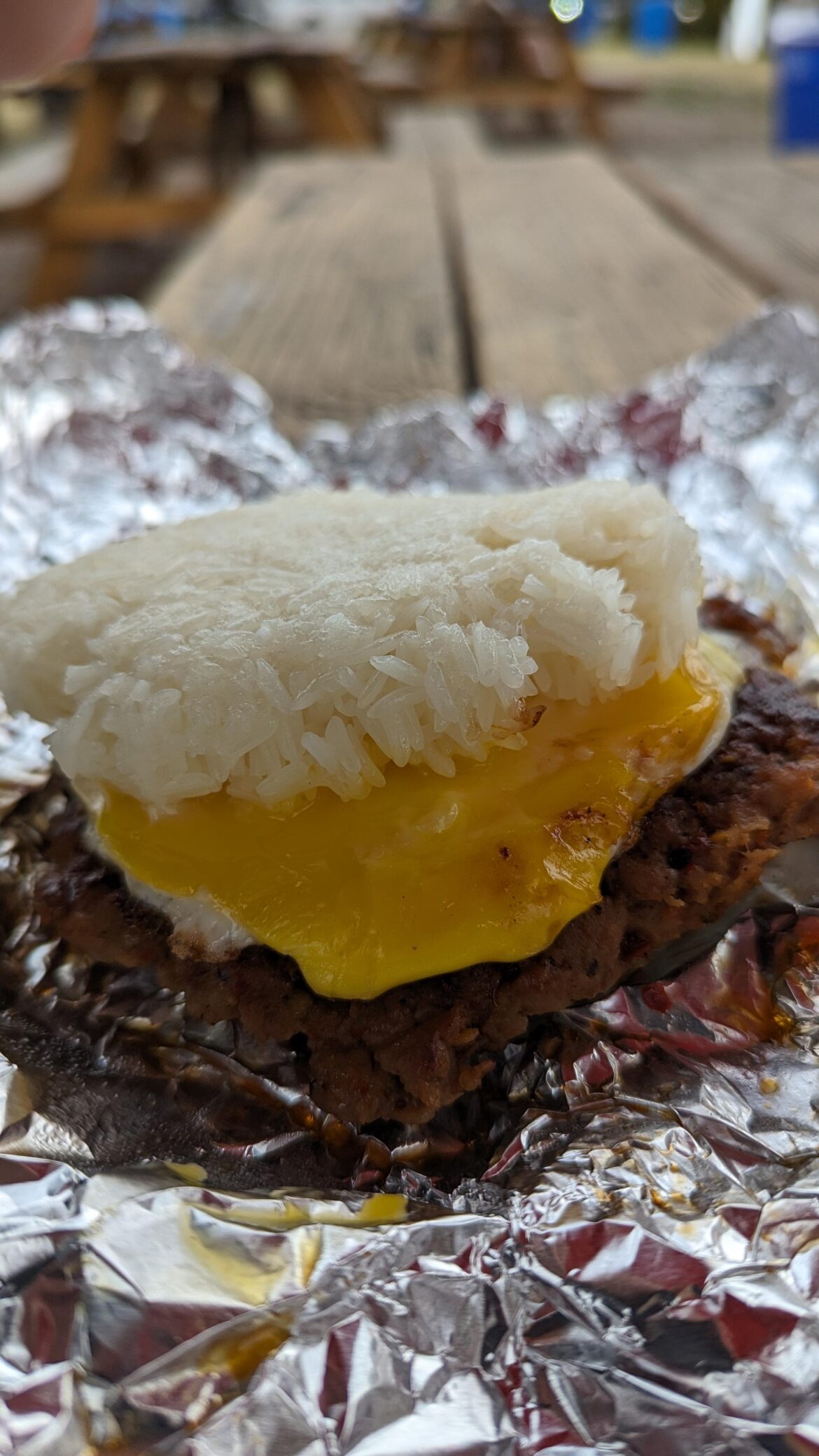 Sticky rice pork burger