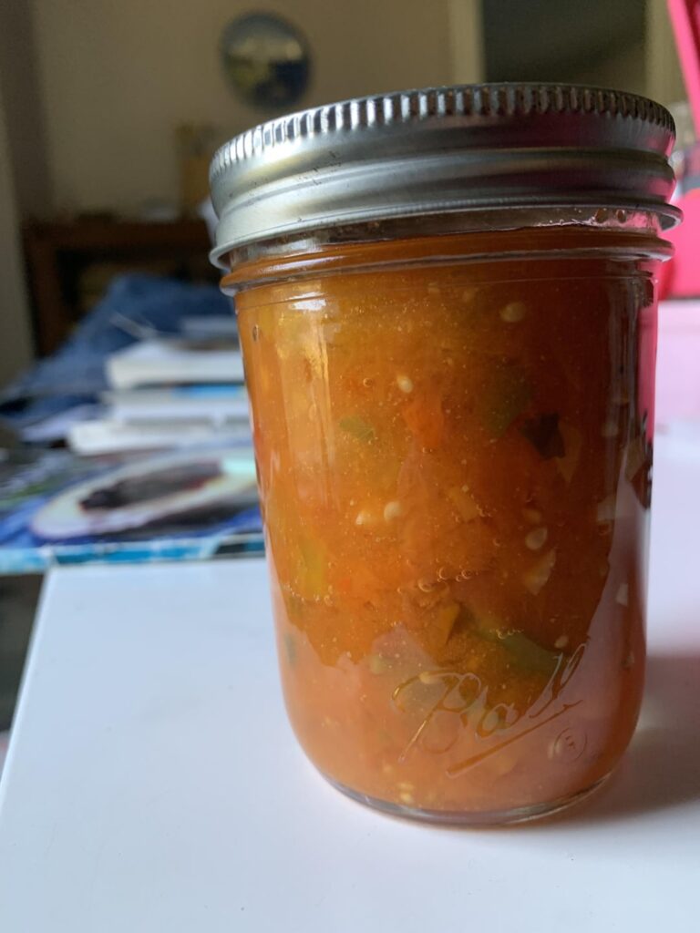 Garden salsa made with orange banana tomatoes