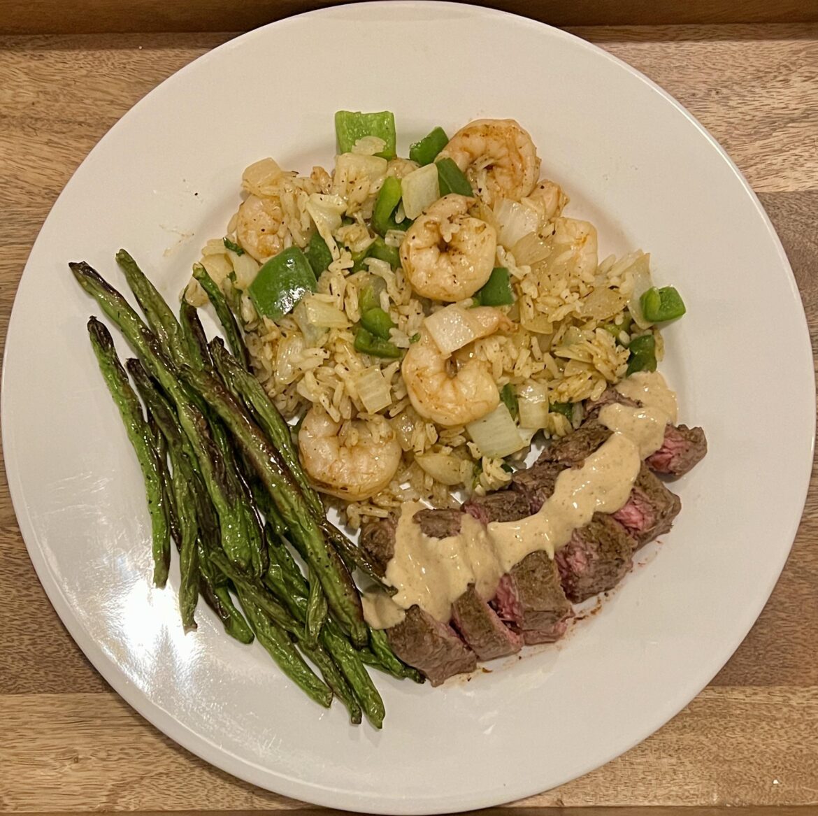 Cajun-Spiced Steak with Shrimp Dirty Rice 10/10