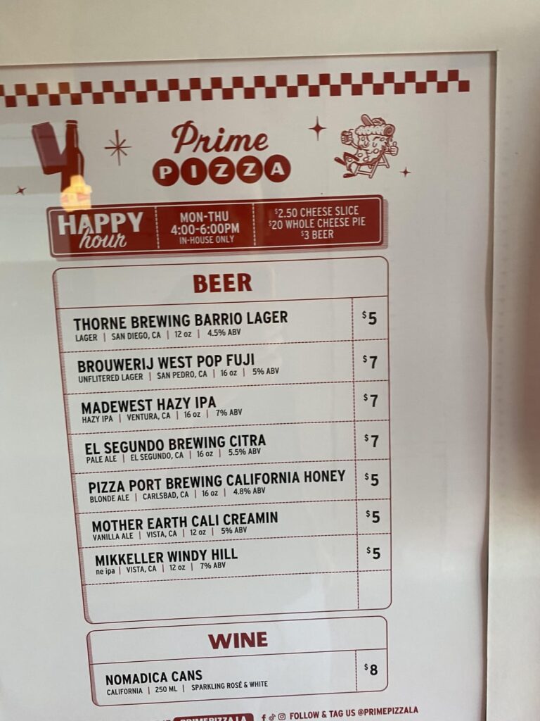 Happy hour deal at Prime Pizza is a damn steal.