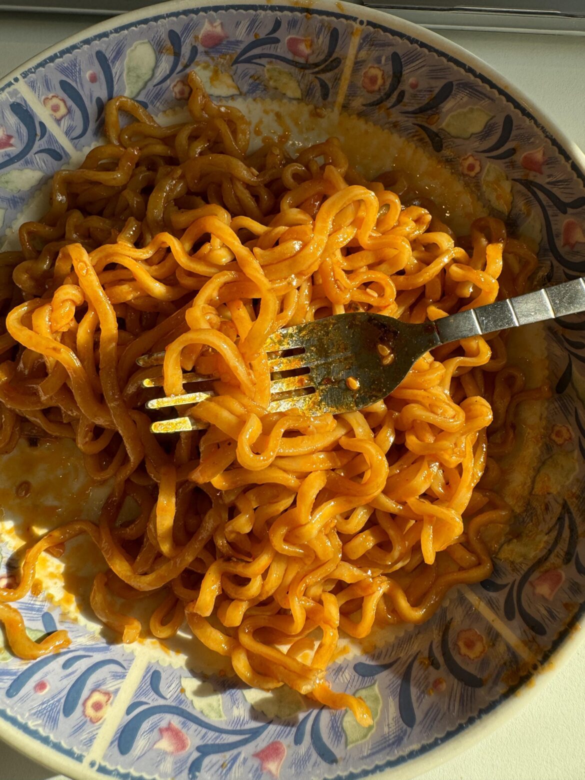 Spicy fried noodles for lunch today. What are your favorite ways to make the spicy noodles? I need more ideas