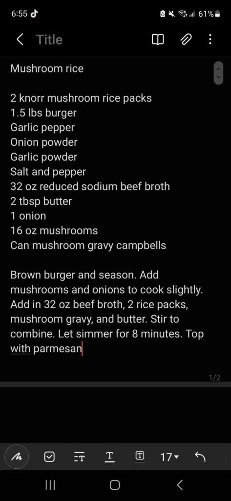 1-Pot Hamburger Mushroom Rice