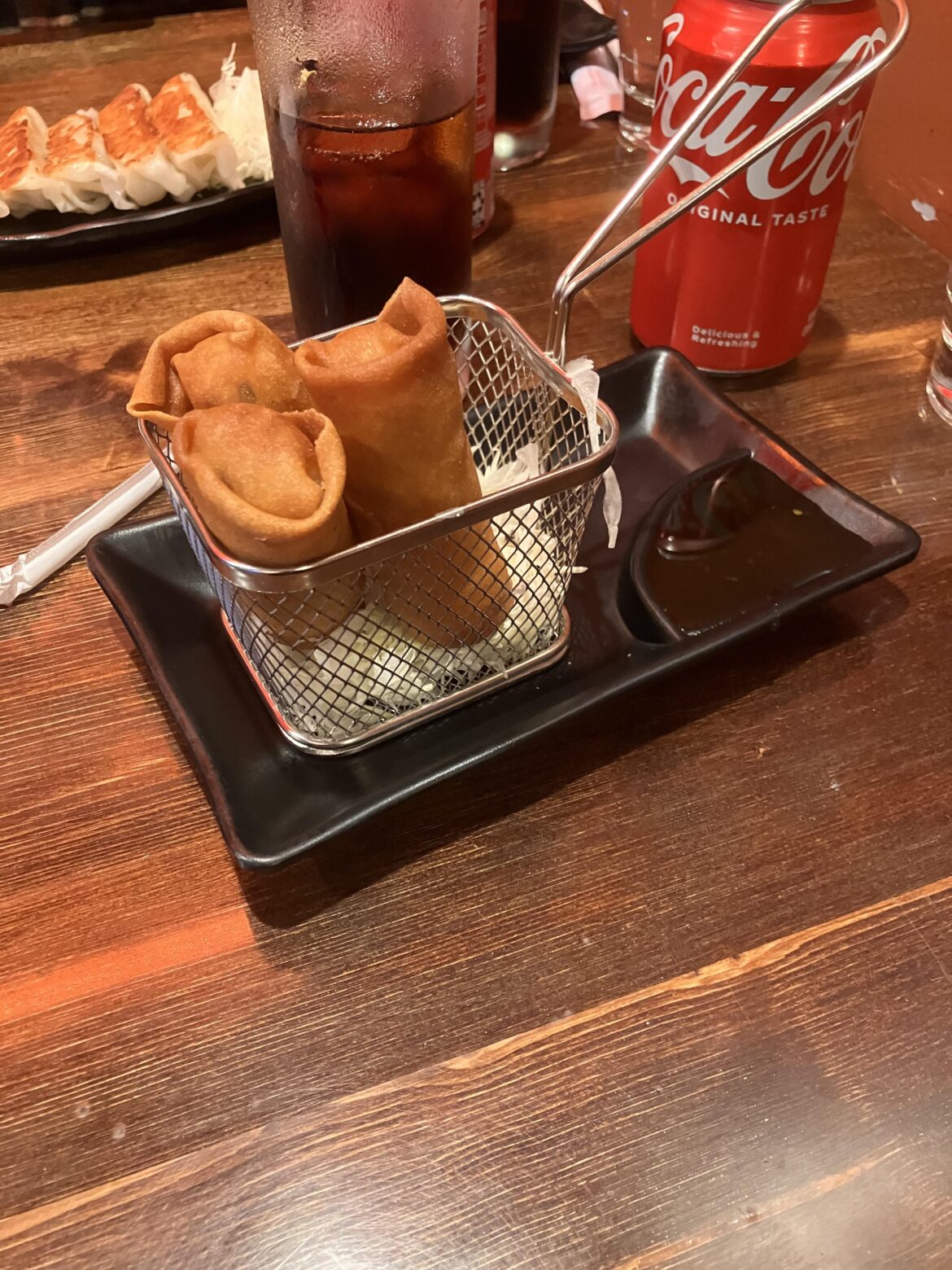 Crispy roll in little fry basket.