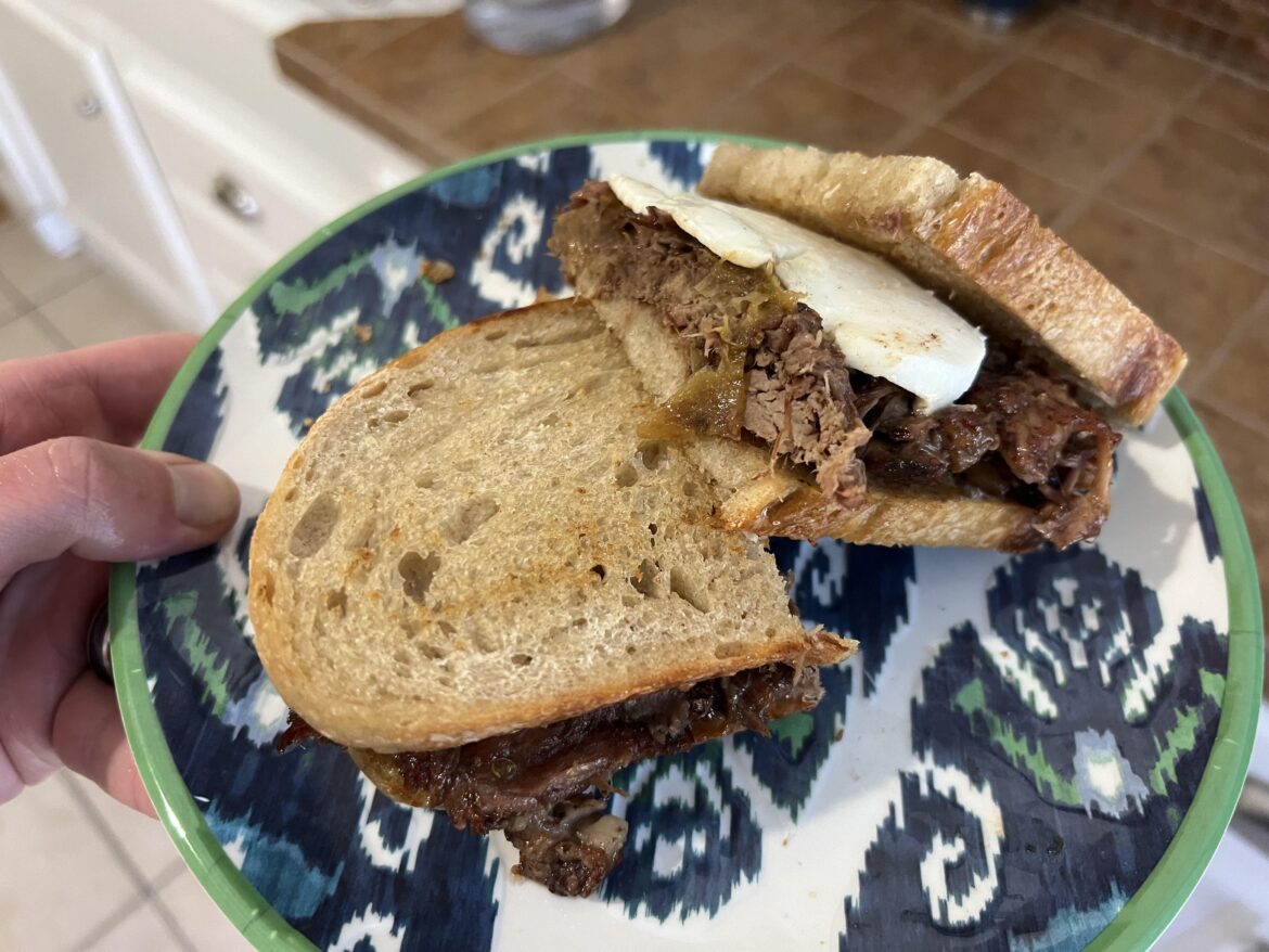 Leftover MS pot roast + homemade sourdough = sandwiches!