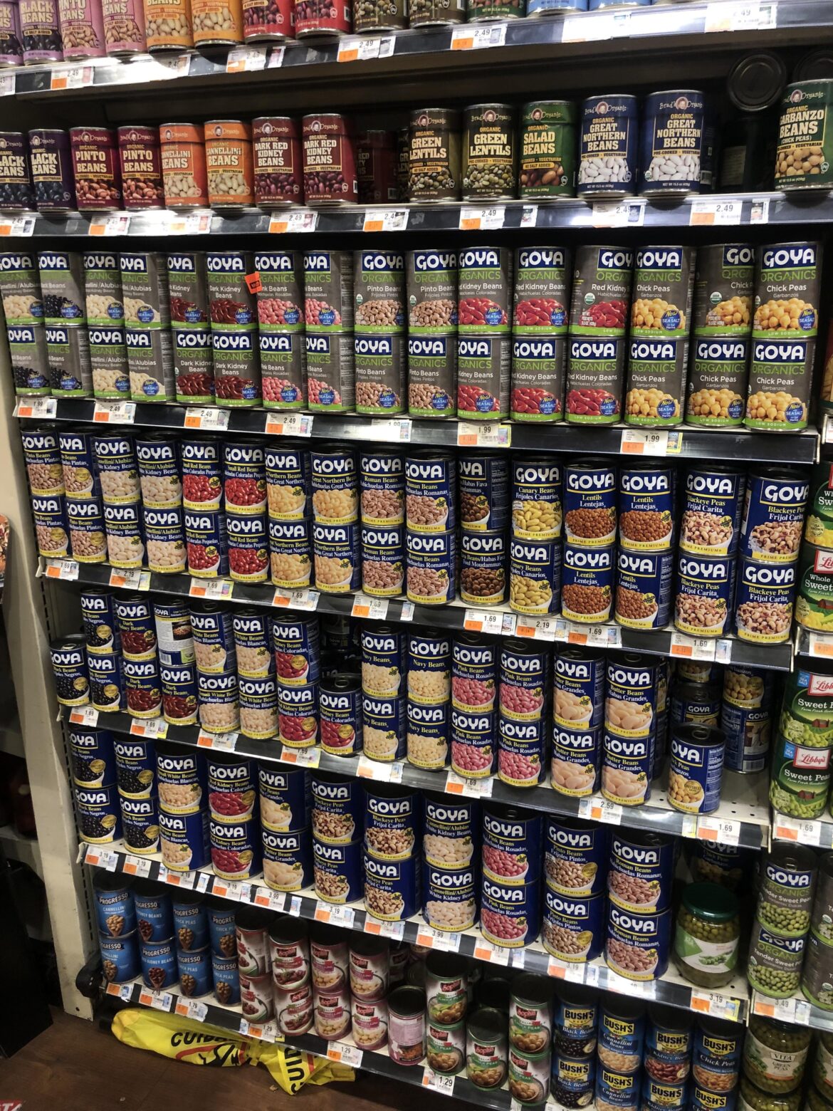 The lowest price for these beans was $1.69