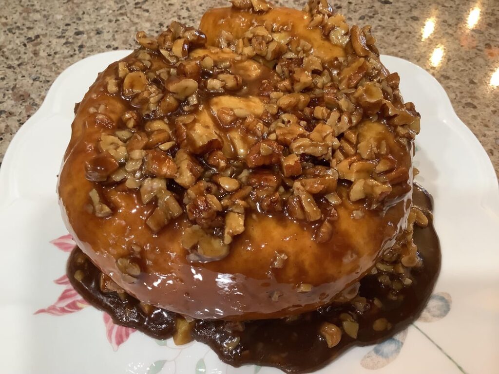 I made a giant sticky bun to use up leftover dough.
