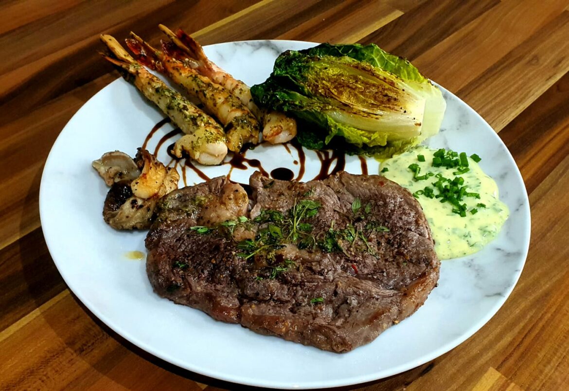 Ribeye n prawns