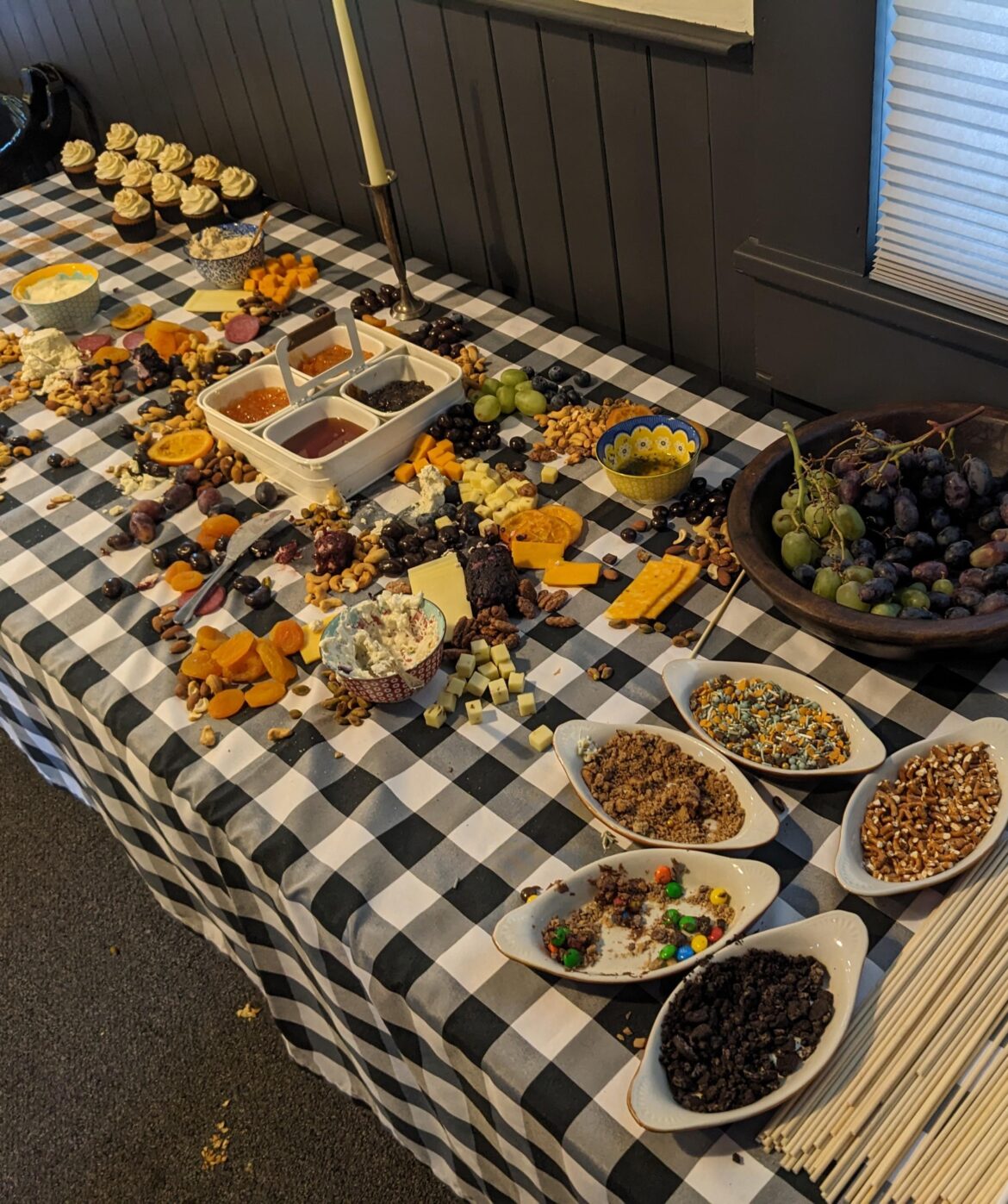 DIY shish kabobs at baby shower