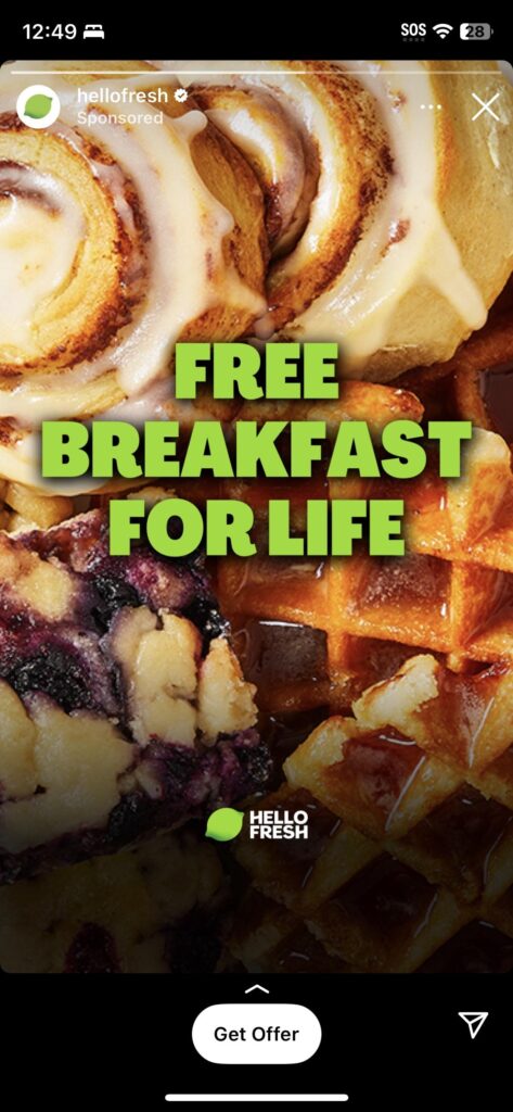 Free breakfast for like ad