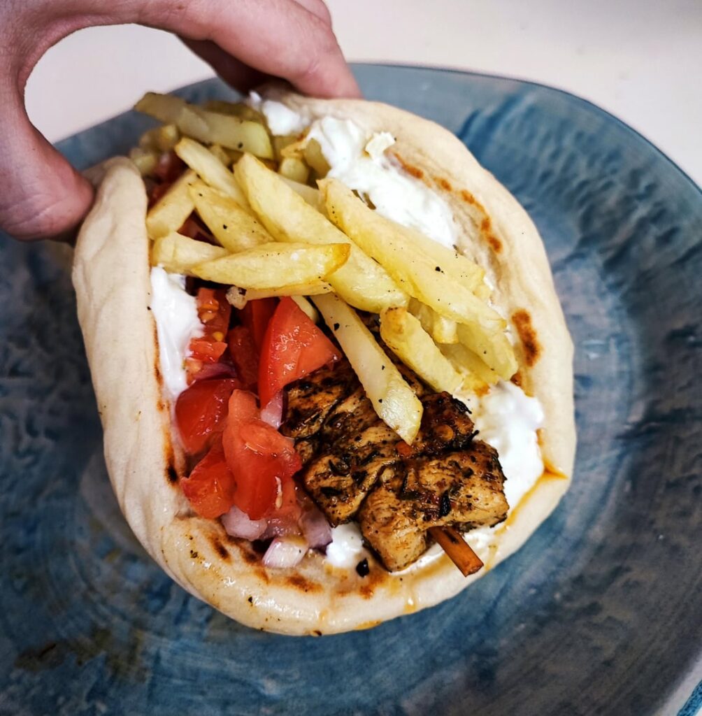 [homemade] Pork souvlaki pita wraps