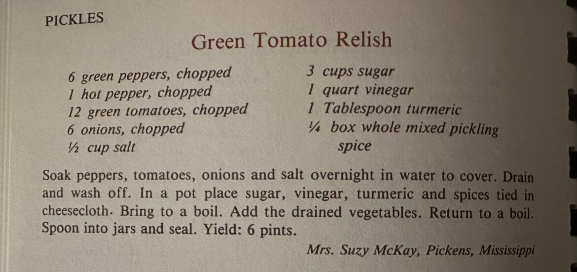 Green Tomato Relish - Ratio of whole pickling spice