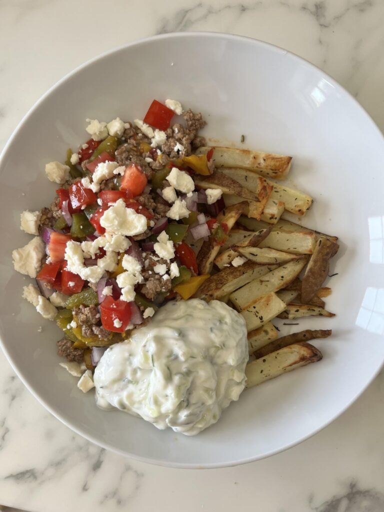 Loaded gyro fries - 423 cals