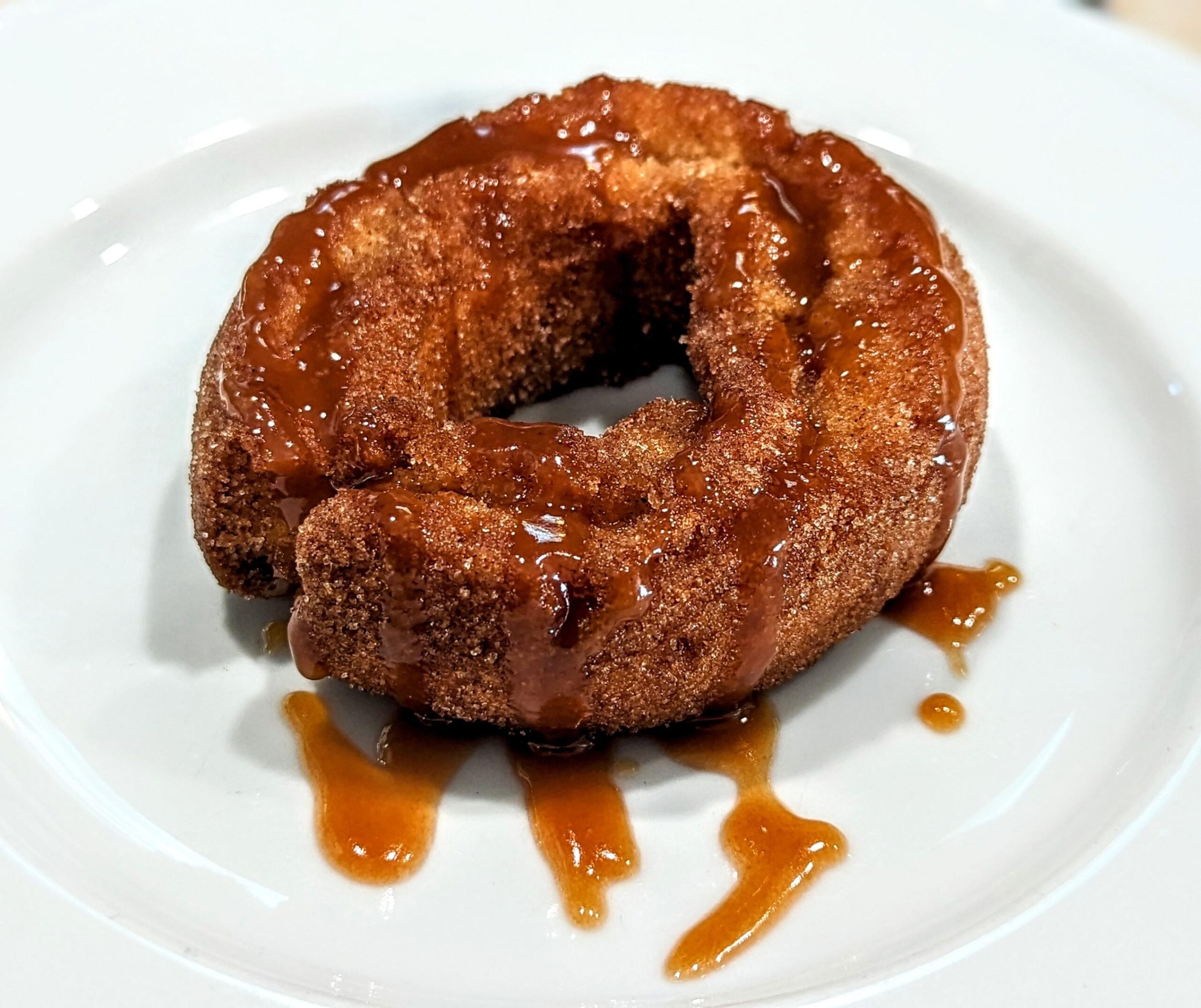 Trader Joe's apple cider donut, air fried, with homemade caramel sauce Dining and Cooking